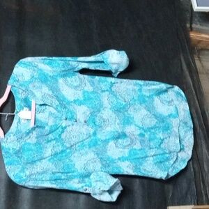 Kim Rogers Turquoise and White Top